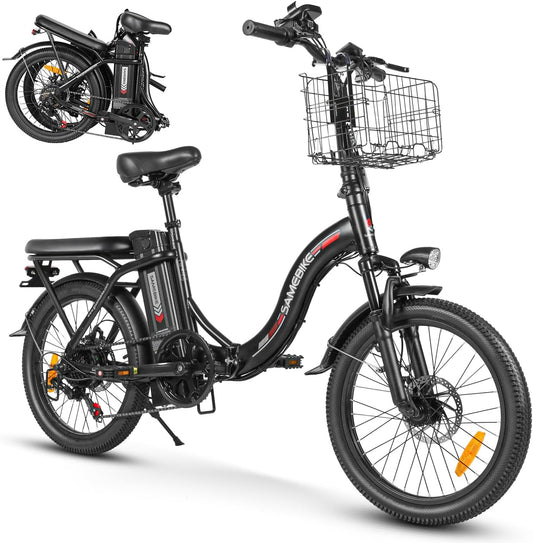 SAEMBIKE Elektrofahrrad Für Erwachsene, 250W Klappbares Elektrofahrrad Mit 36V 13AH Abnehmbarem Akku, Geschwindigkeit 25KM/H und Reichweite 110KM, 20„* 2.35“ Fetter Reifen E-Bikes Für Stadtpendler
