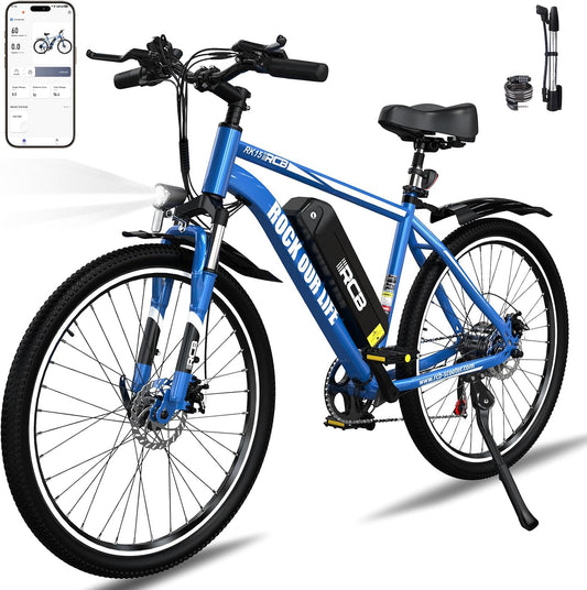 RCB Electric Bike RK15, Electric Bicycle 26 Inch with 10.4 Ah 36 V Lithium Battery, Electric Bicycle for Adults for Men and Women, 7-Speed, City Electric Bike Range up to 35-90 km