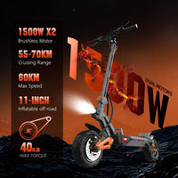 HKM-Z6M 43.5 Miles 48V 23Ah 1104Wh 3000W Dual-Motor Drive Long-Range Foldable Electric Scooter - Orange