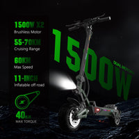 HKM-Z6M 43.5 Miles 48V 23Ah 1104Wh 3000W Dual-Motor Drive Long-Range Foldable Electric Scooter - Green