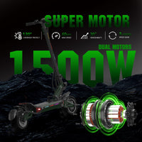 HKM-Z6M 43.5 Miles 48V 23Ah 1104Wh 3000W Dual-Motor Drive Long-Range Foldable Electric Scooter - Green