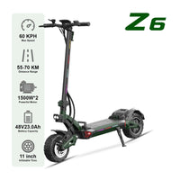 HKM-Z6M 43.5 Miles 48V 23Ah 1104Wh 3000W Dual-Motor Drive Long-Range Foldable Electric Scooter - Green