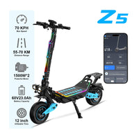 HKM-Z5M 43.5 Miles 60V 23Ah 1380Wh 3000W Dual-Motor Drive Long-Range Foldable Electric Scooter - Black