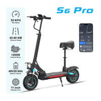 HKM-S6M Pro Portable Folding Electric Scooter 1200W 48V 20.8Ah 37.2 Mile Long-Range Rear Hub Drive All-Terrain Riding