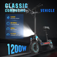 HKM-S6M Pro 37.2 Miles 48V 20.8Ah 998Wh 1200W Single-Motor Drive Long-Range Foldable Electric Scooter - Black