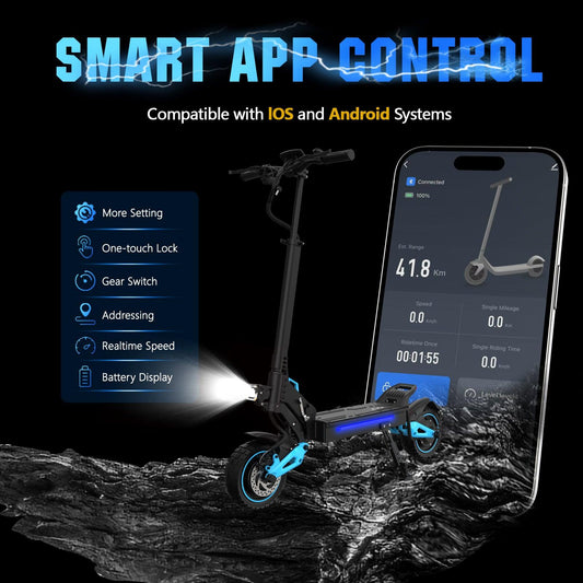 HKM-Z1M Pro 34.1 Miles 48V 20.8Ah 998Wh 1600W Dual-Motor Drive Long-Range Foldable Electric Scooter - Black