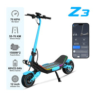 HKM-Z3M 43.5 Miles 60V 23Ah 1380Wh 3000W Dual-Motor Drive Long-Range Foldable Electric Scooter - Black