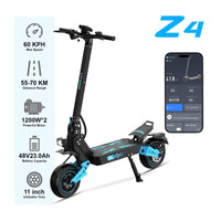 HKM-Z4M 43.5 Miles 48V 23Ah 1104Wh 2400W Dual-Motor Drive Long-Range Foldable Electric Scooter - Black