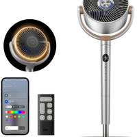 HKM-4705619 120° Omni-Directional Oscillating Pedestal Fan with Remote, 9 Speeds, 6 Modes, 20dB Noise Level, 8-Hour Timer, RGB Light
