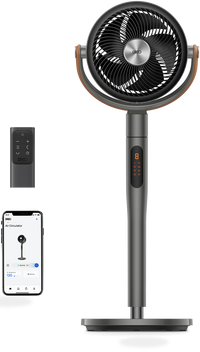 HKM-4050259 Smart Fan, 120°+105° Omni-directional Oscillation 20dB Quiet Pedestal Fan 8 Speeds 6 Modes Adjustable Height 37-43