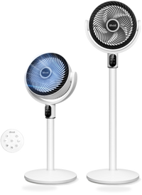 HKM-4836691 Quiet Pedestal Fan, 20dB 1024 CFM Airflow 90° Oscillation 5 Speeds 12H Timer Remote Control White with for Home and Office