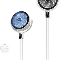 HKM-4836691 Quiet Pedestal Fan, 20dB, 1024 CFM Airflow, 90° Oscillation, 5 Speeds, 12H Timer, Remote Control, White