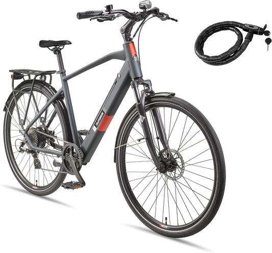 TELEFUNKEN Trekking E-Bike 28 Zoll Pedelec für Damen und Herren | 417,6Wh Li-Ion-Akku | 40Nm Heckmotor | 8-Gang Shimano Kettenschaltung | LCD-Display | Scheibenbremsen | inkl. Fahrradschloss