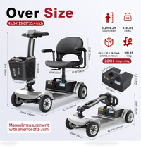 HKM-8580691 Foldable Mobility Scooter 250W Motor 24V 40Ah Battery 21.7 mi Range 3.73 mph Speed 330.7 lb Capacity, Bluetooth