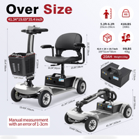 HKM-8580691 Foldable Mobility Scooter 250W Motor 24V 40Ah Battery 21.7 mi Range 3.73 mph Speed 330.7 lb Capacity, Bluetooth