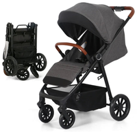 HKM-0728787 lightweight aluminium stroller, folded and open - showcase 1
