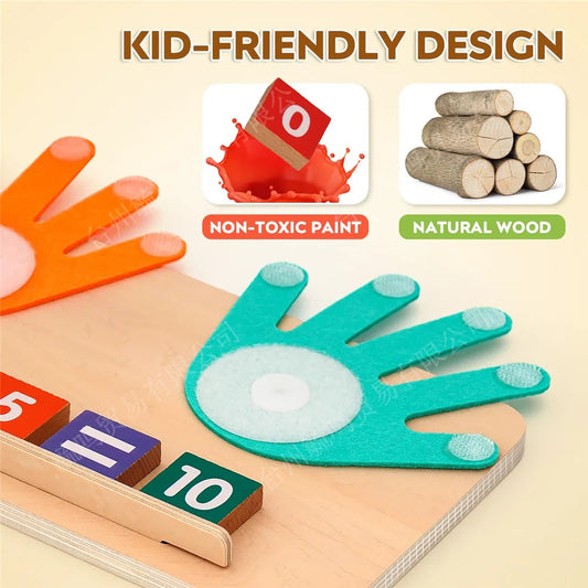 KTX-148115 Montessori Finger Counting Game - Educational Wooden Sensory Toy for Preschool Children