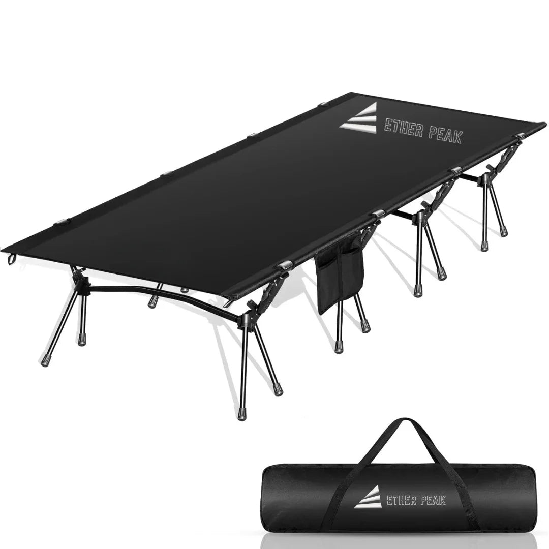 HKM-355667 Heavy Duty Portable Folding Camping Cot for Outdoor Use, Compact and Easy to Set Up Stretchers