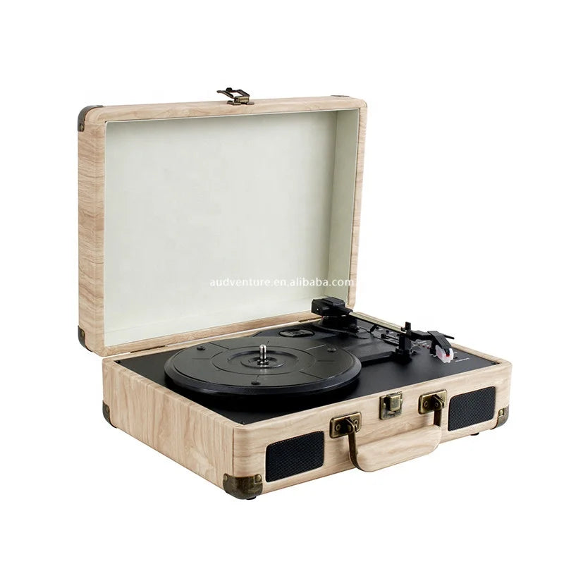 KTX-677715 Bluetooth Suitcase Record Player with 3 Speed Options and Integrated Speakers