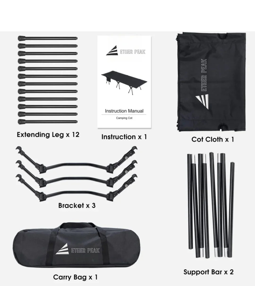 HKM-355667 Heavy Duty Portable Folding Camping Cot for Outdoor Use, Compact and Easy to Set Up Stretchers