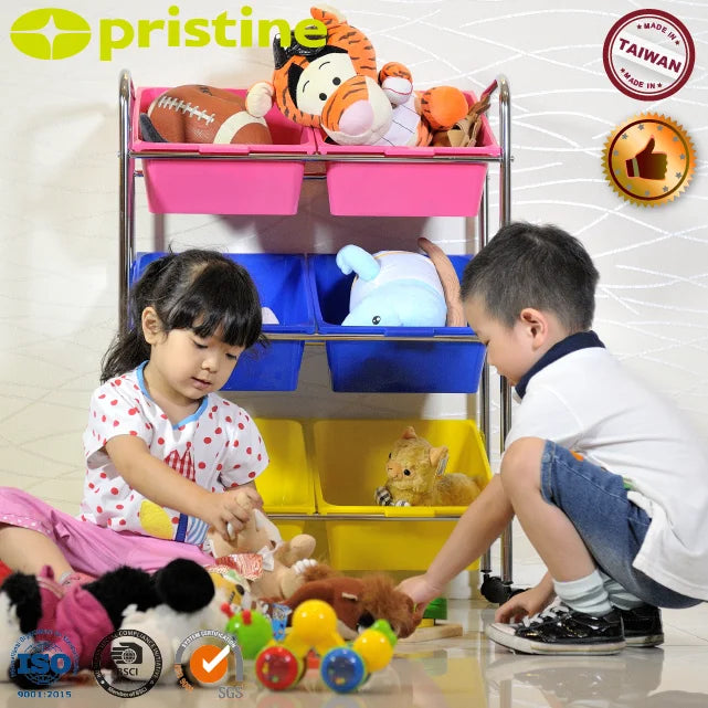 KTX-024403 Kids Toy Storage Bin Organizer - Durable Iron Design for Home Organisation