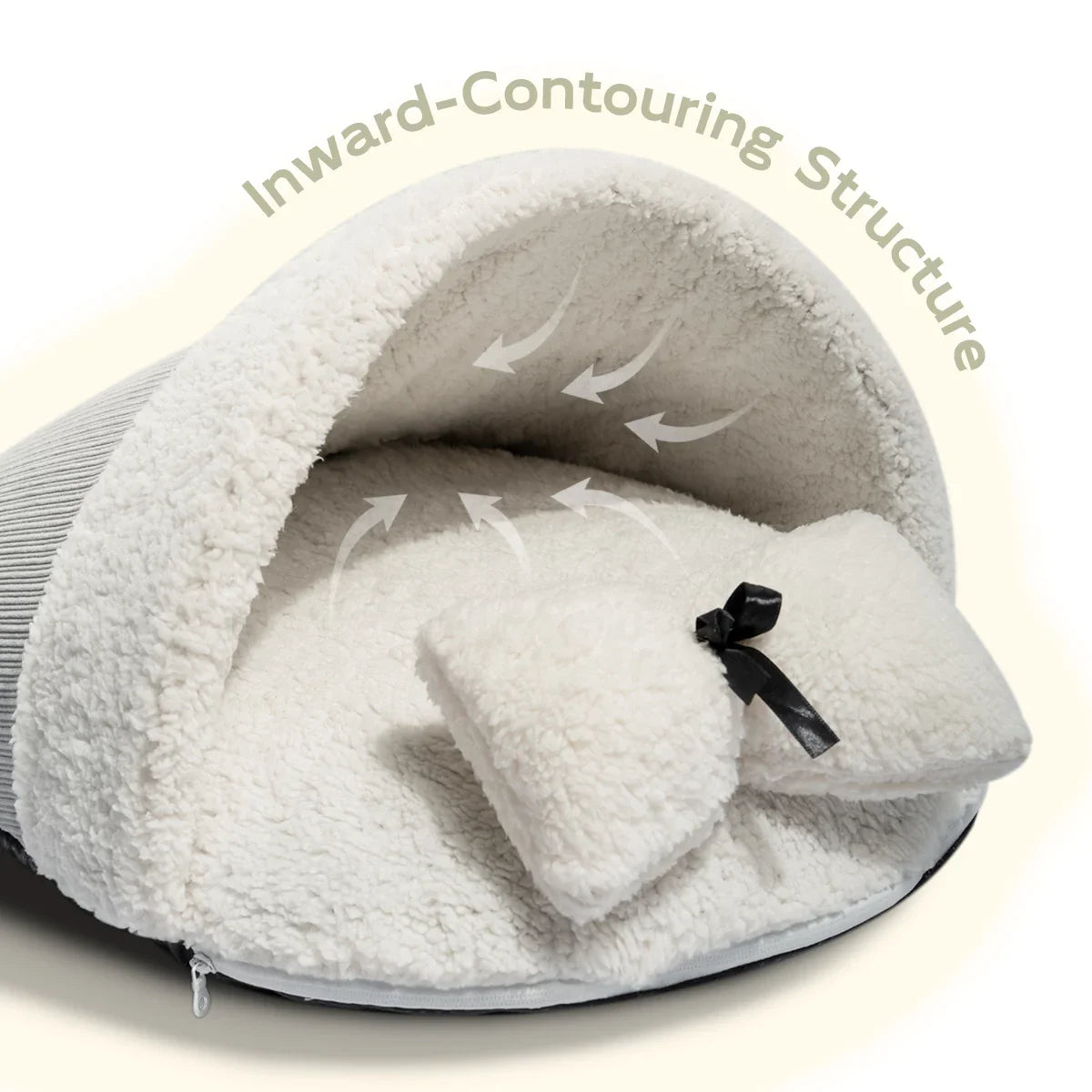 HKM-783443 Eco-Friendly Plush Semi-Circle Cat Bed for Winter Comfort, Soft Warm Sleeping Nest for Small Animals