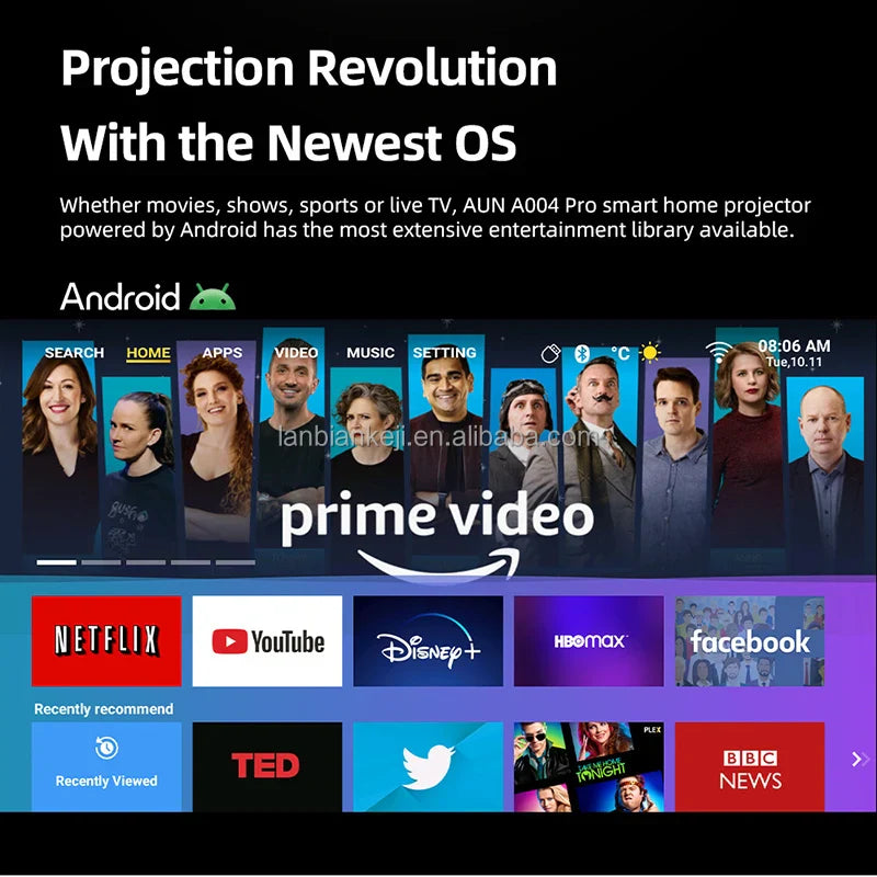 KTX-679379 A004 Pro Full HD 1080P Portable Projector with Auto Focus and Wireless Screen Mirroring