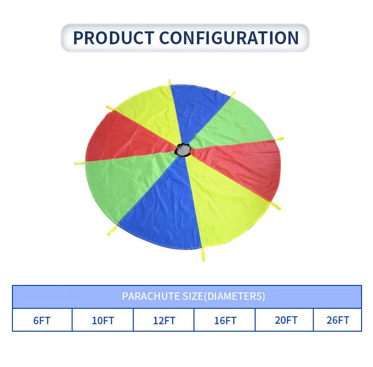 KTX-365139 Outdoor Play Parachute for Kids - Custom Sizes Available with Handles