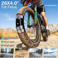 Adult Electric Bike 26 Inch Fat Tire Commuter Ebike 48V 18Ah Removable Battery 750W Motor 28MPH Rear Rack Fenders