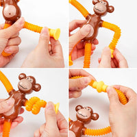 HKM-999315 Cute Big Ear Monkey Squeeze Fidget Toy - Pop Tubes Ideal for Kids 5+