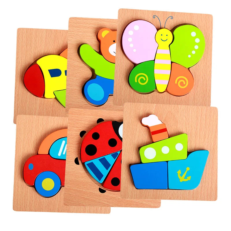 KTX-777619 Wooden Animal Puzzle Toy for Toddlers Age 1-3 - Educational and Interactive Learning Game
