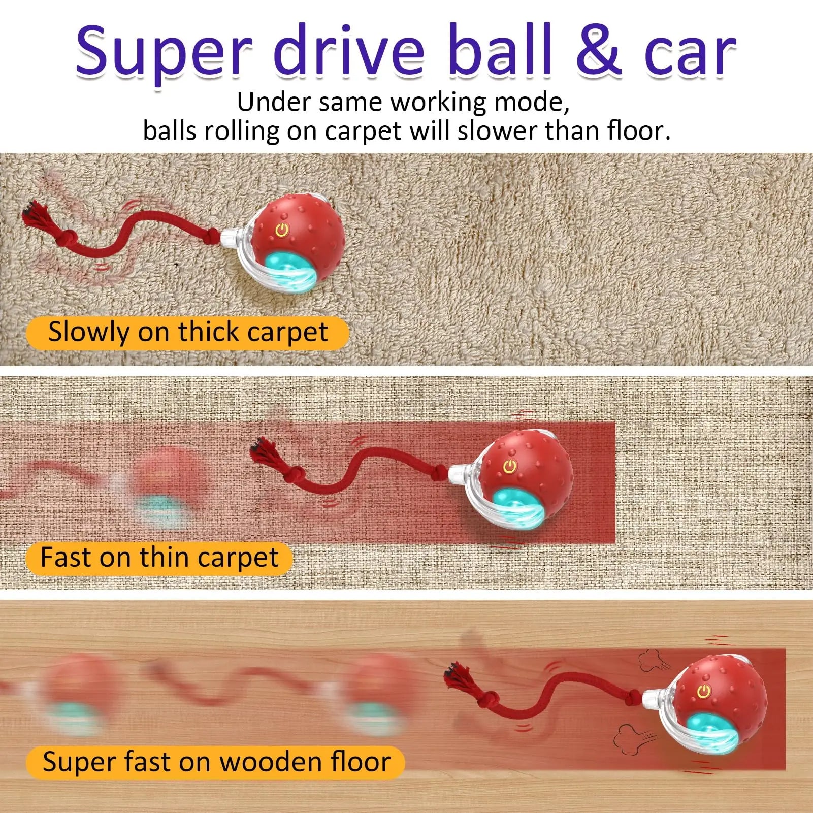 HKM-489683 Interactive Fast-Rolling Cat Toy Ball with Motion Activation and Chirping Sounds for Indoor Cats