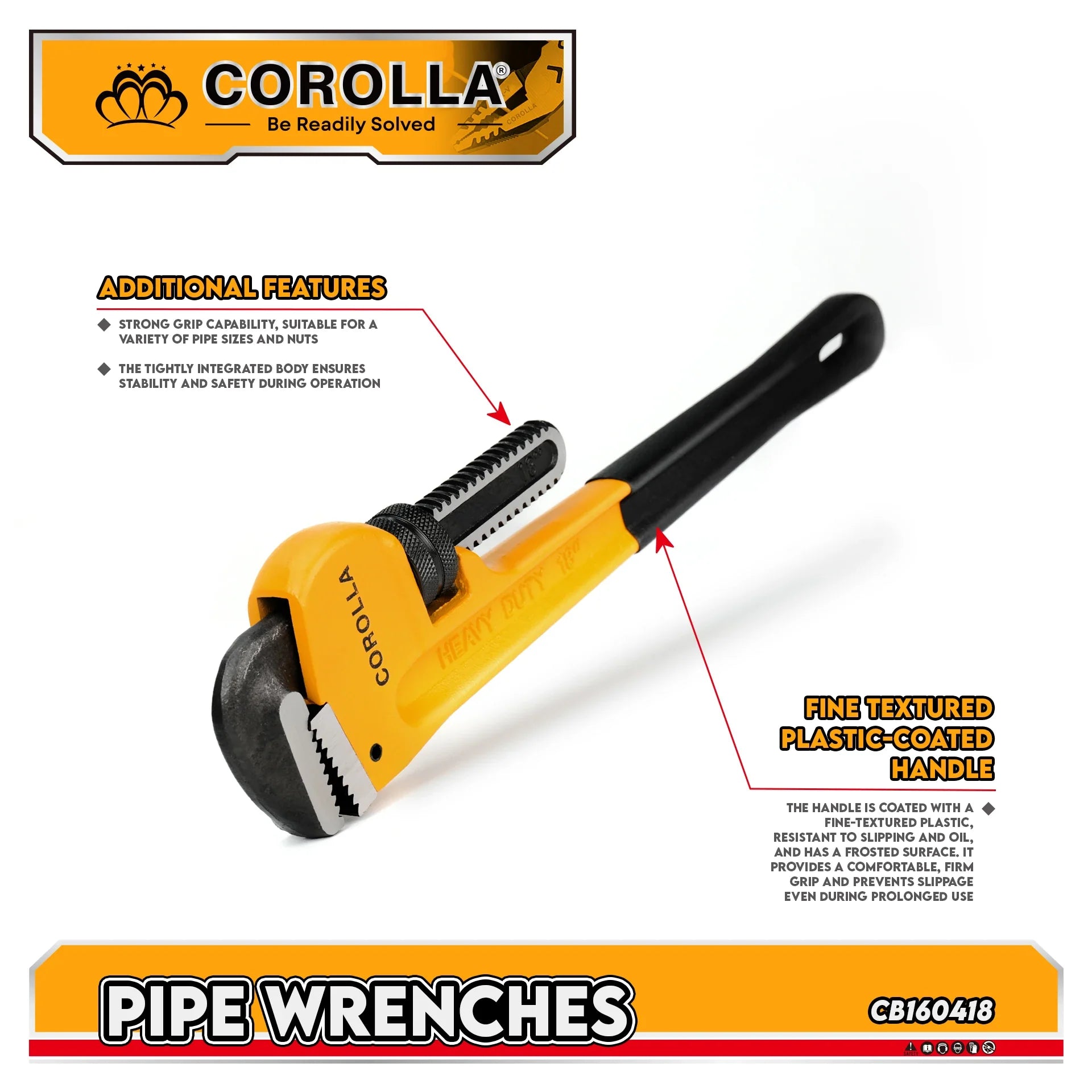 KTX-034899 Adjustable Carbon Steel Pipe Wrench for Water Pipe Repairs with Customisable Jaws