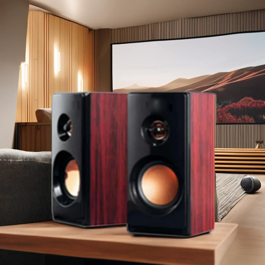 KTX-301459 Wooden 2.0 Hi-Fi Computer Speakers with USB Communication and DC Power Source