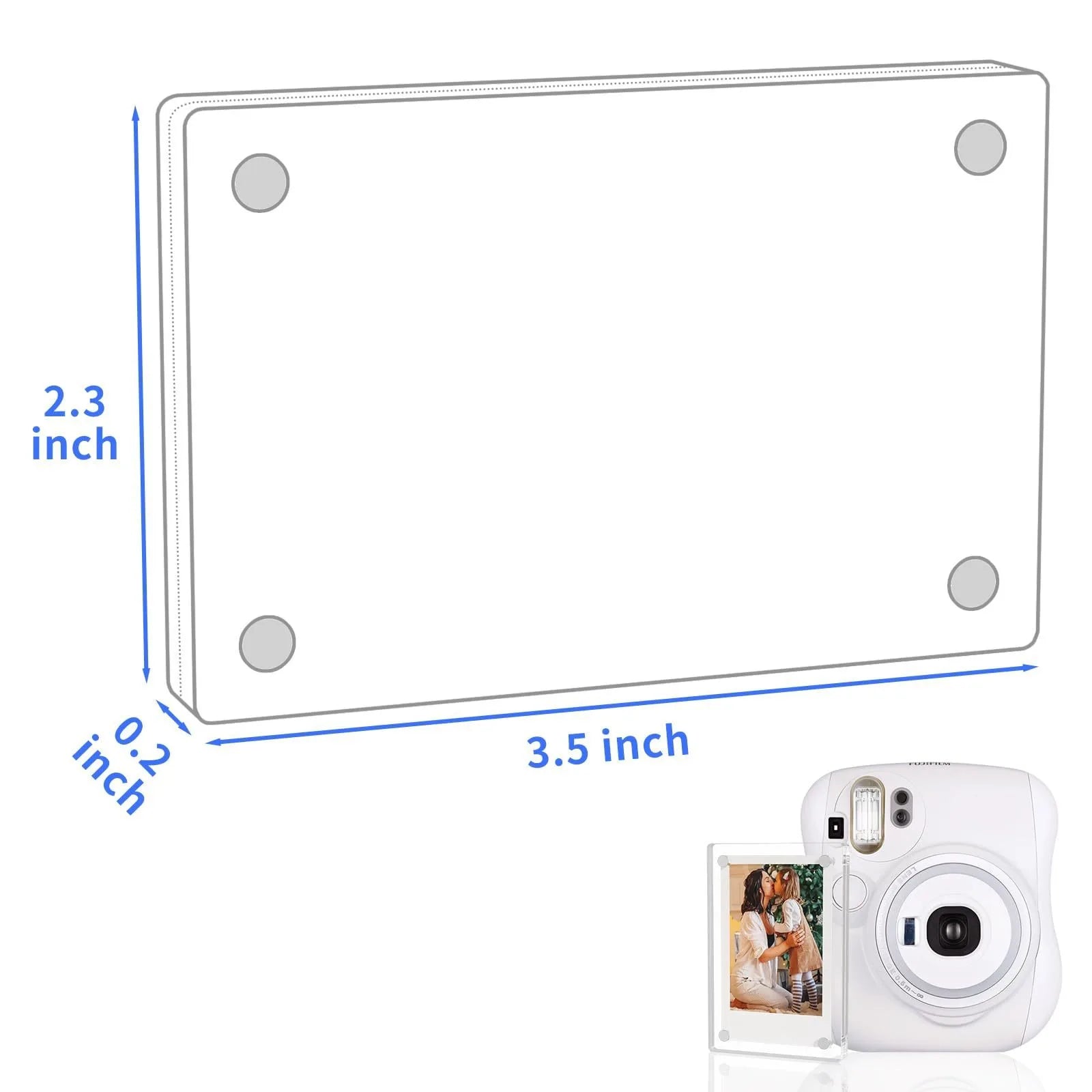 KTX-506003 Double-Sided Magnetic Clear Acrylic Block Photo Frame for Polaroid Pictures