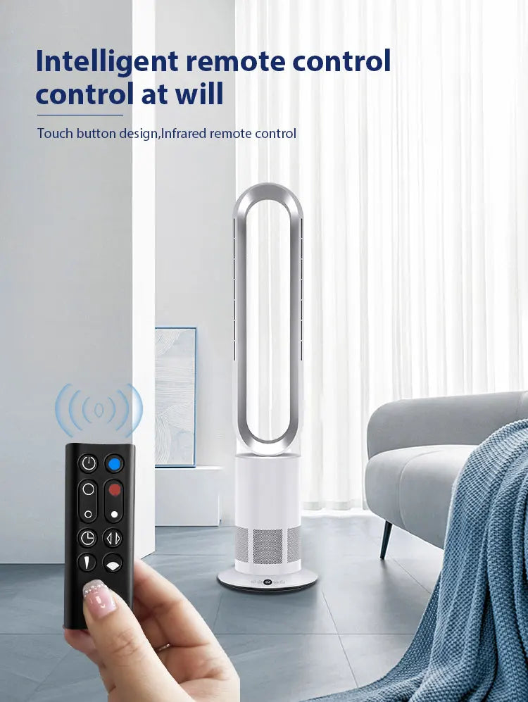 KTX-082323 Electric Bladeless Oscillating Tower Fan with Natural Wind Circulation for Home Use