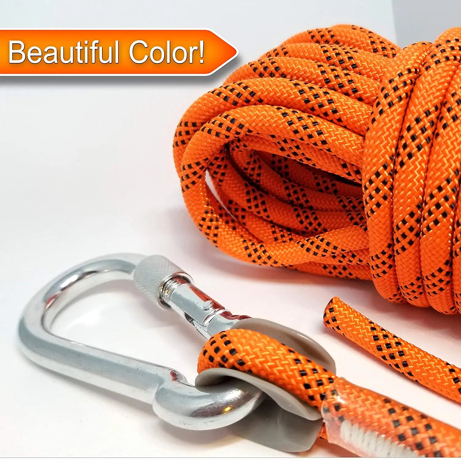 HKM-748883 10mm Outdoor Colored Knotted Nylon Climbing Rope - High Strength Static Mountain Safety Rope