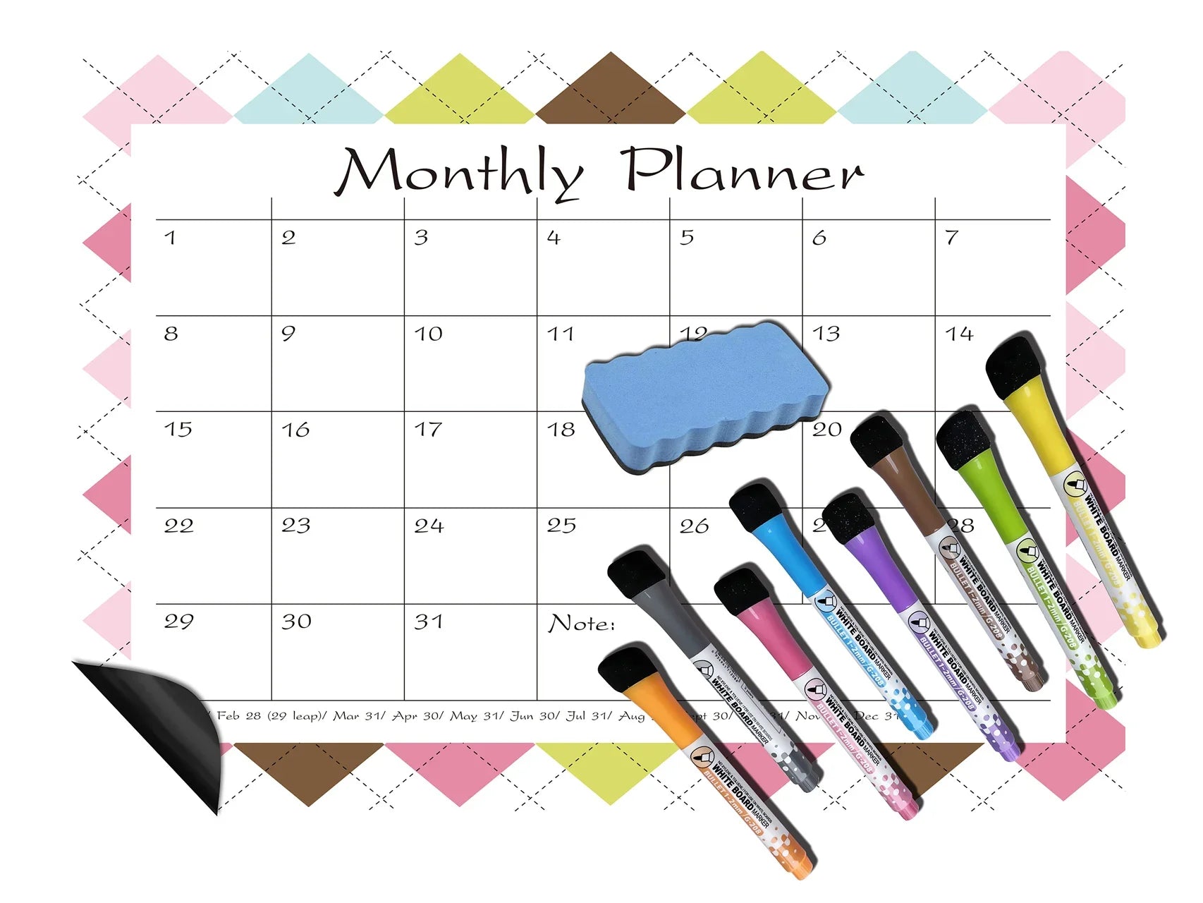 KTX-278035 Magnetic Weekly and Monthly Calendar for Fridge - Organise Your Schedule Effortlessly