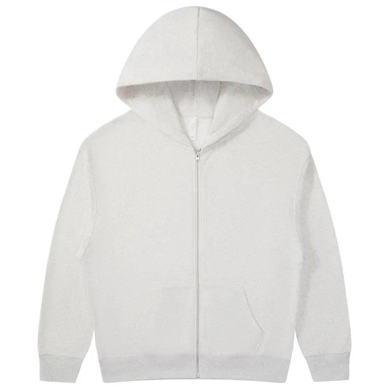 HKM-948307 Men's Women's 380G Oversized Puff Technique Hooded Sweatshirt High Fleece Solid Color Zipper Casual Sports Print Pullover