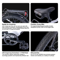 HKM-9786451 Electric Bike 750W Motor 48V 15.6Ah Battery 35 Mile Range 27.5-Inch Tires Hydraulic Brakes 7-Speed Suspension Fork