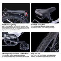 HKM-9786451 Adult Electric Bicycle Featuring 750W Motor, 20 MPH Top Speed, 48V System and 48V 15.6Ah Battery for Daily Commuting