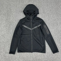 HKM-981075 Men's Plus Size Sports Hoodie Long Sleeved Zippered Jacket Thick Trench Coat for Winter Clothing Men's Coats