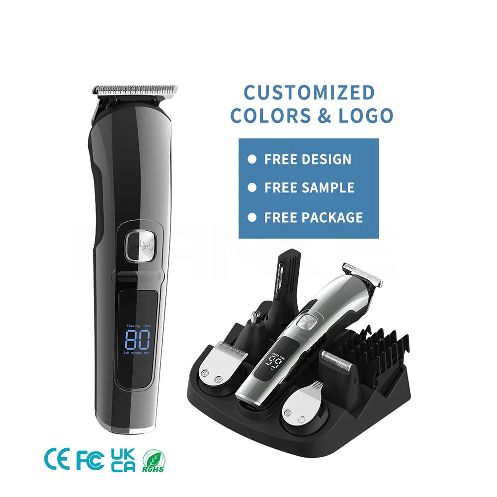 HKM-176467 11-in-1 Men's Grooming Kit, IPX6 Waterproof Rechargeable Hair Trimmer for Nose and Beard