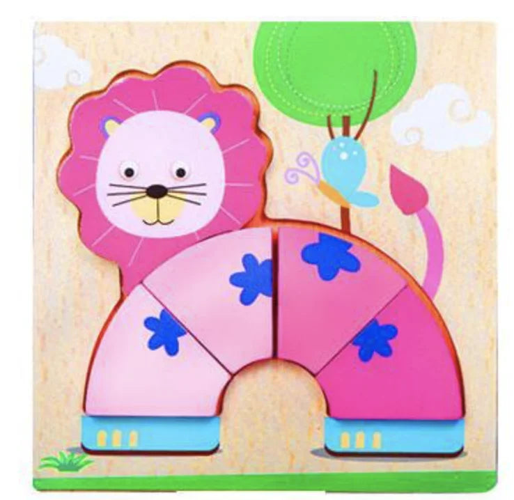 KTX-777619 Wooden Animal Puzzle Toy for Toddlers Age 1-3 - Educational and Interactive Learning Game