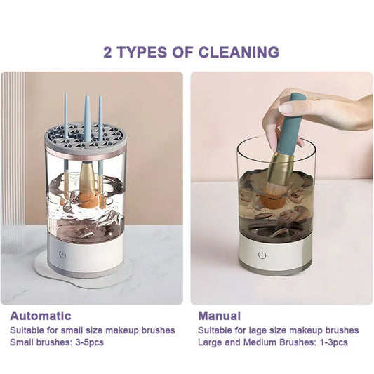 HKM-406995 Portable 2-in-1 Electric Makeup Brush Cleaner for All Sizes - Cosmetic Washing Tool and Holder Set