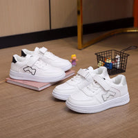HKM-410515 2025 Children's Casual Sneakers White Shoes for Boys and Girls Non-slip Soft-soled Sports Running Shoes