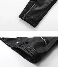 HKM-143763 PU Leather Jacket for Women Korean Version Slim Fit Harajuku Style Spring Short Flip Collar Motorcycle Jacket Clothing
