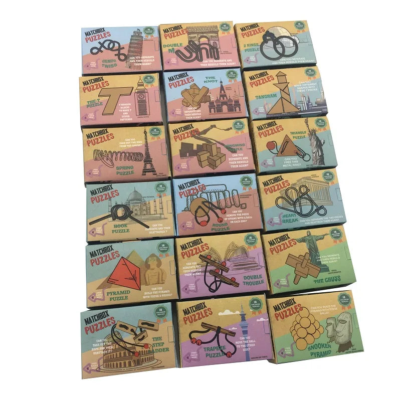 KTX-153875 Mini Wooden and Metal Brain Teaser Puzzle - 3D Educational Toy for Skill Development