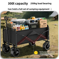 Outdoor Camping Car Portable Picnic Storage Platform Four-wheel Folding Trolley Small Trailer High Carbon Steel 600D Oxford