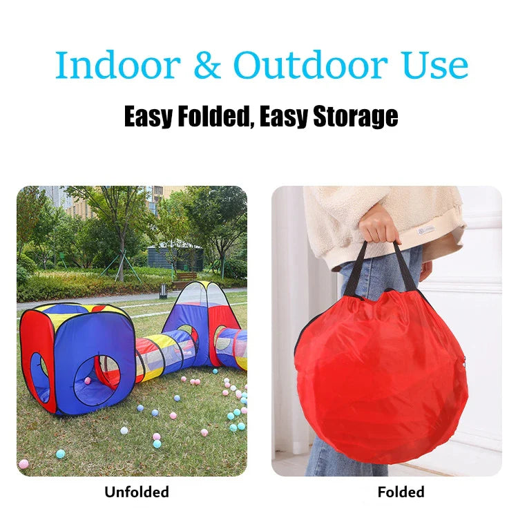 KTX-201299 Children's Portable Outdoor Play Tent Set with Tunnel and House for Fun Camping Activities